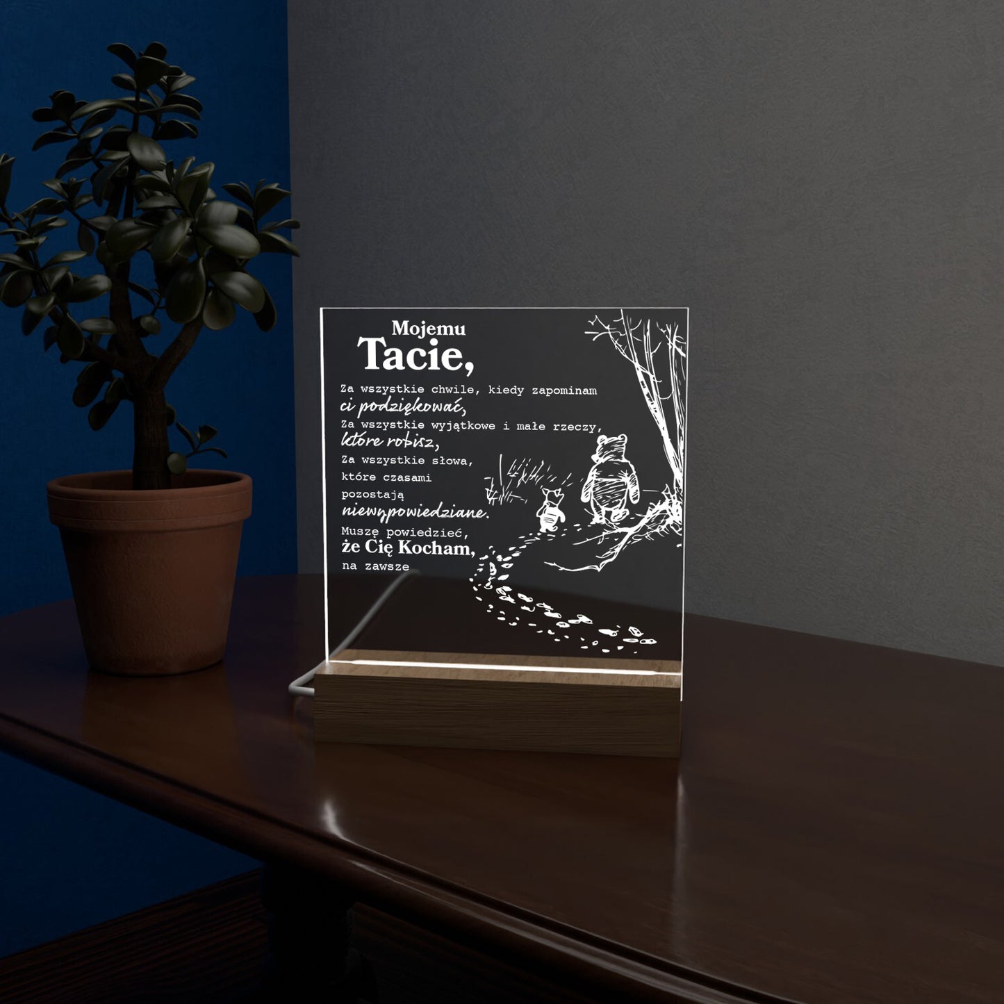 Dla Taty - Ramka LED z grawerem