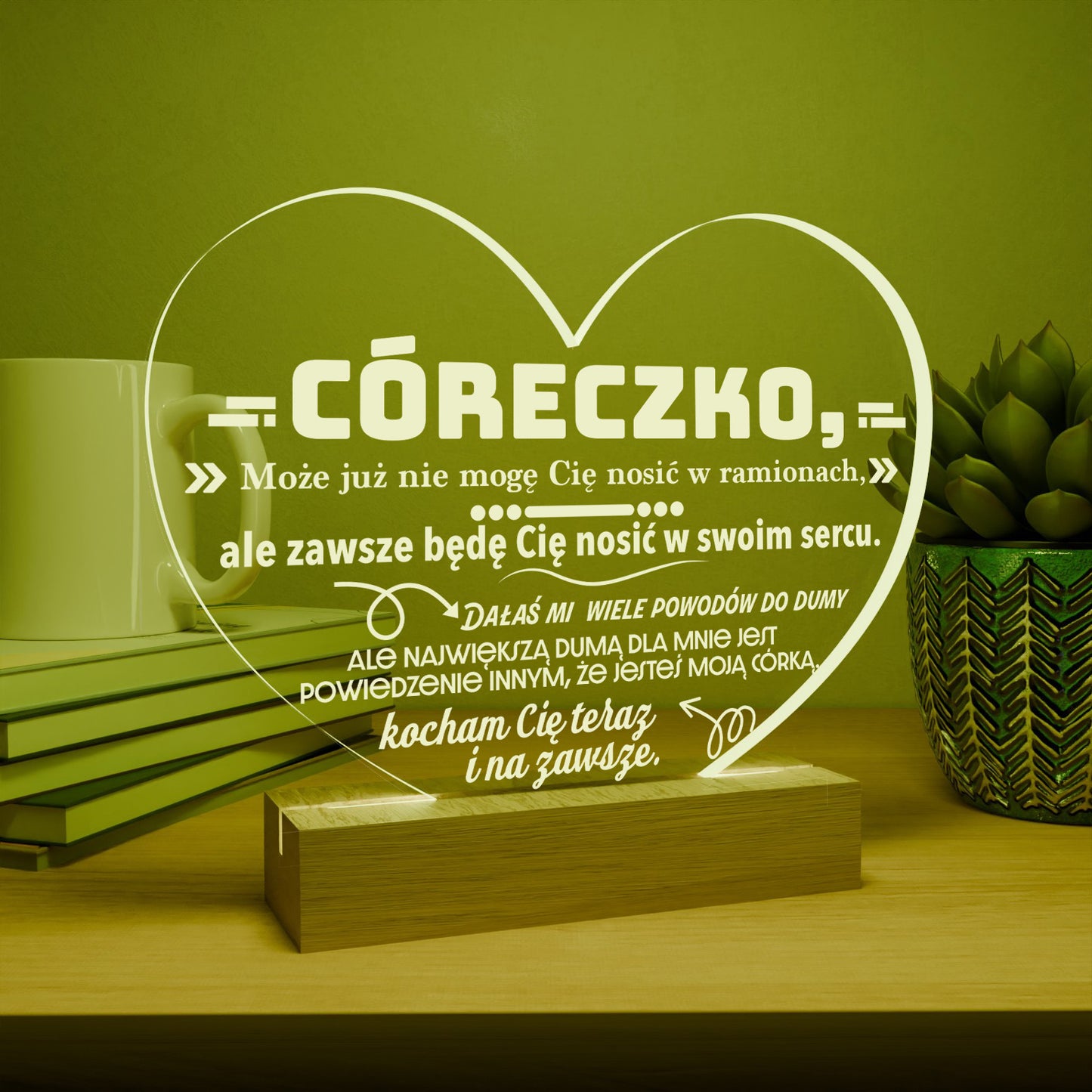 Dla Córki - Ramka serce LED z grawerem