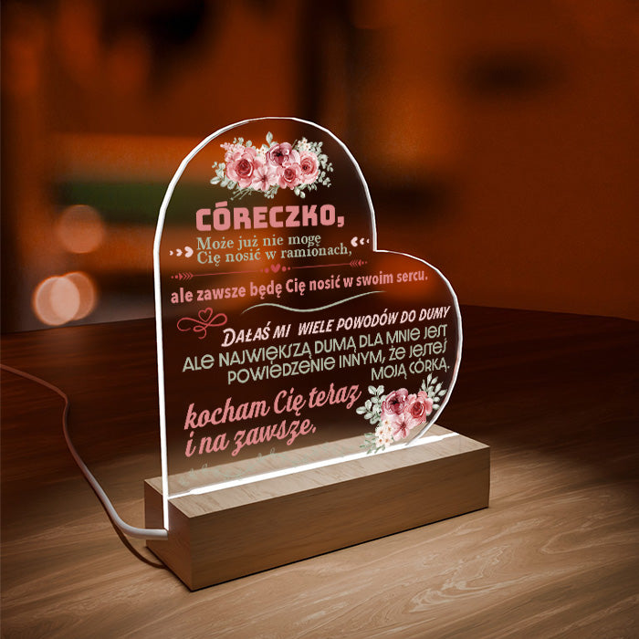 Dla Córki - Ramka serce LED z grawerem