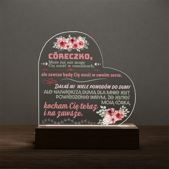Dla Córki - Ramka serce LED z grawerem