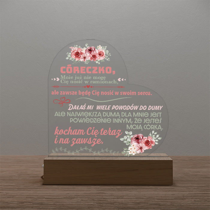 Dla Córki - Ramka serce LED z grawerem