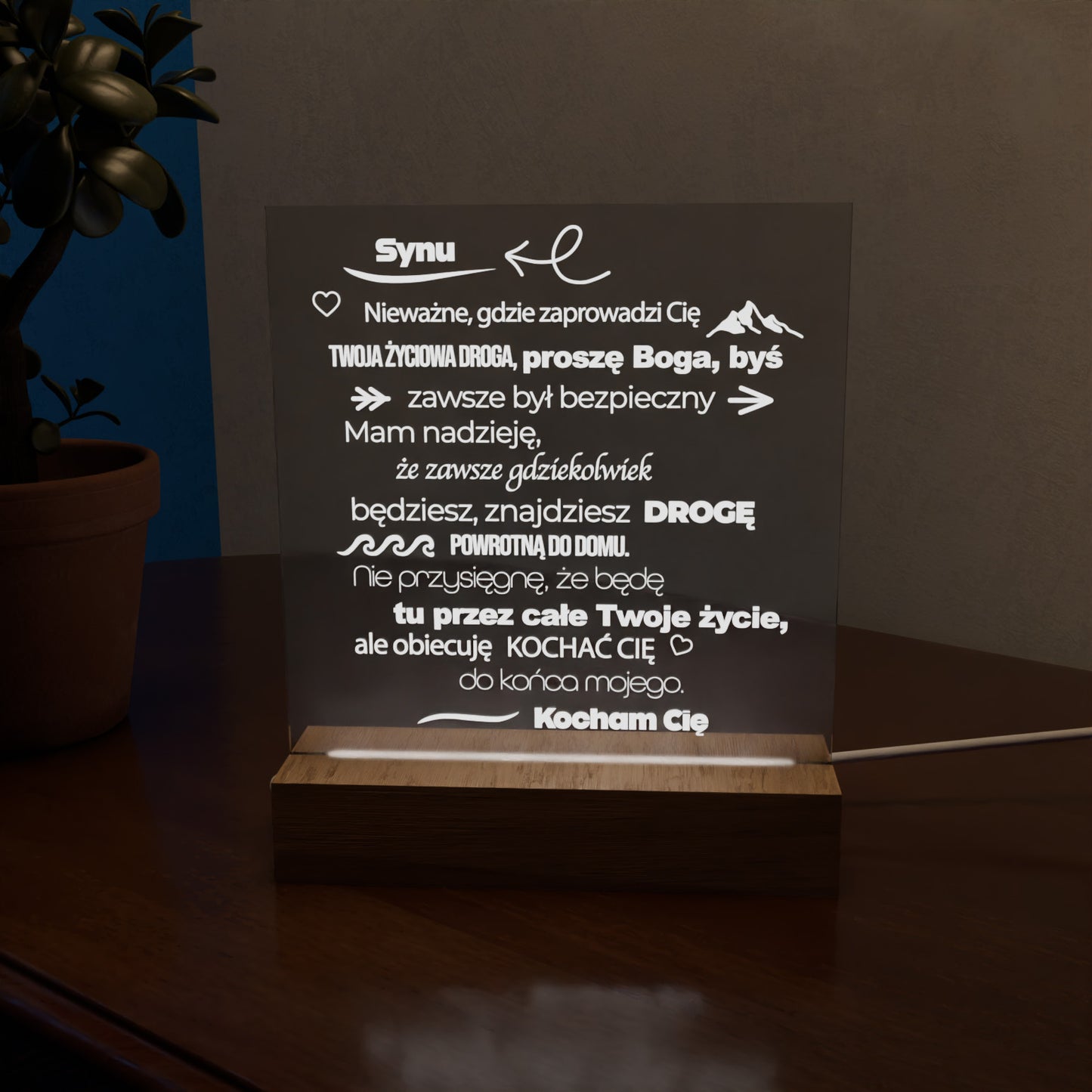 Dla Syna - Ramka LED z grawerem