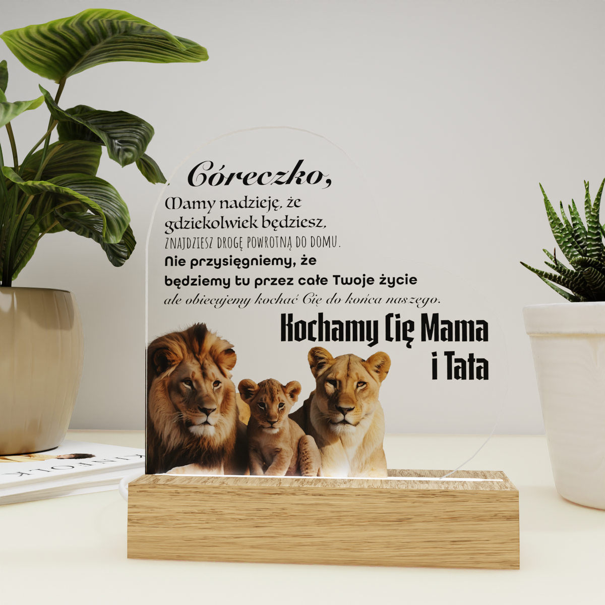 Dla Córki - Ramka serce LED z grawerem