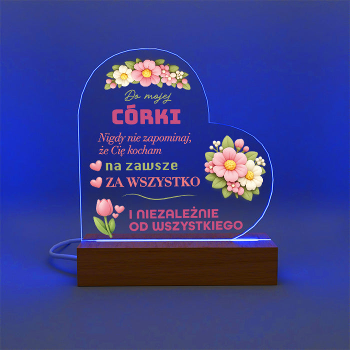 Dla Córki - Ramka serce LED z nadrukiem