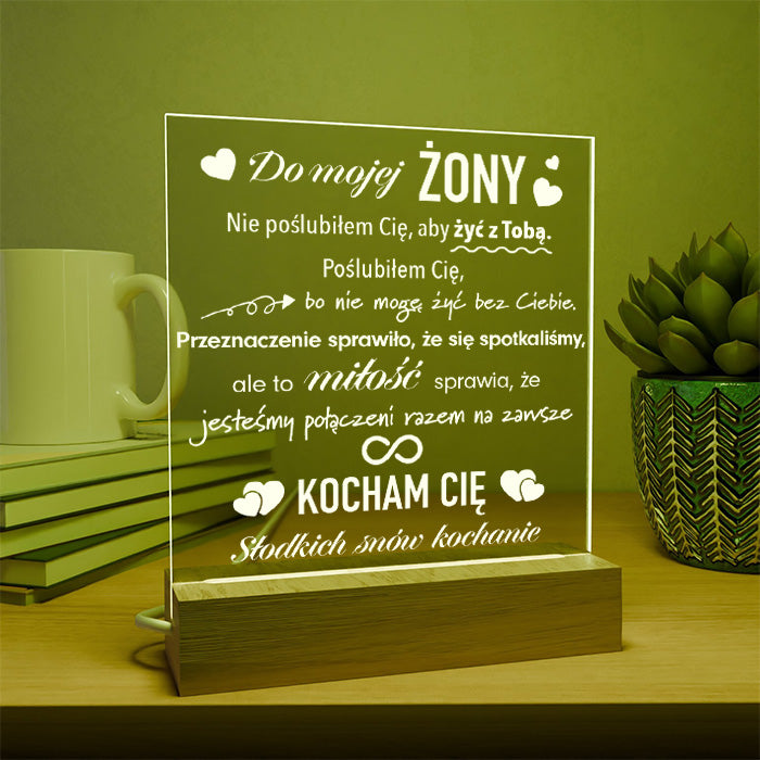 Dla Żony - Ramka serce LED z grawerem