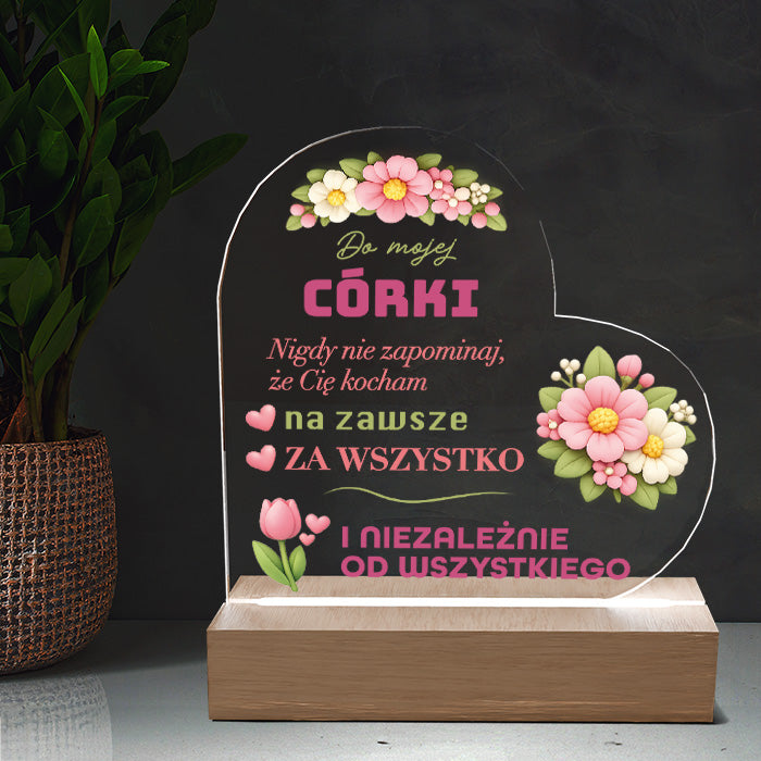 Dla Córki - Ramka serce LED z nadrukiem