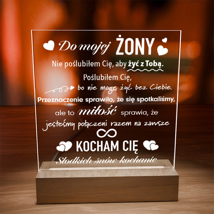 Dla Żony - Ramka serce LED z grawerem