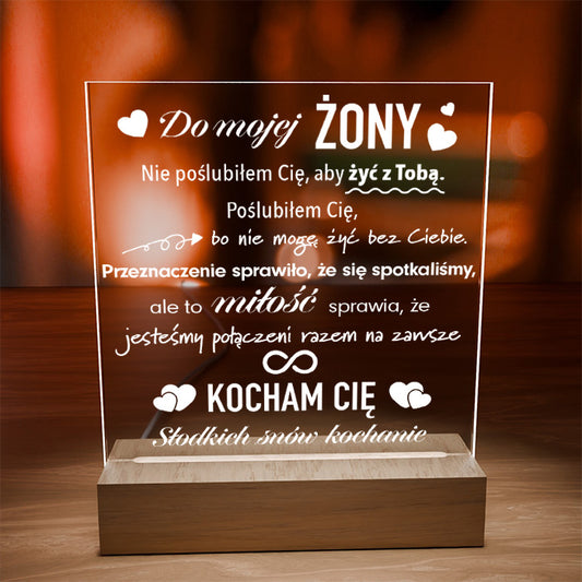 Dla Żony - Ramka serce LED z grawerem