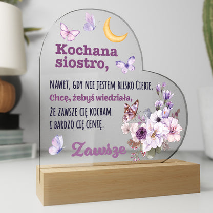 Dla Siostry - Ramka serce z grawerem
