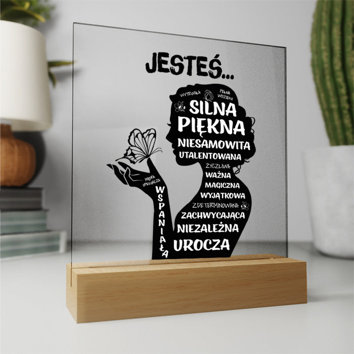 Dla Wyjątkowe Kobiety - Ramka LED z nadrukiem