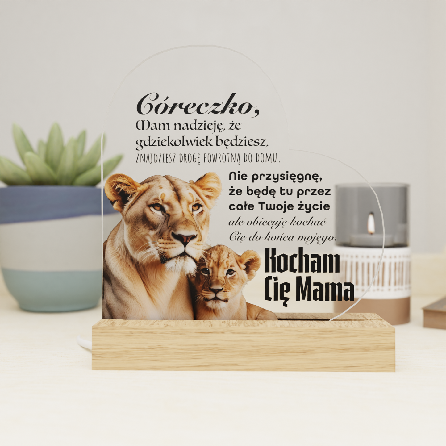 Dla Córki - Ramka serce LED z grawerem