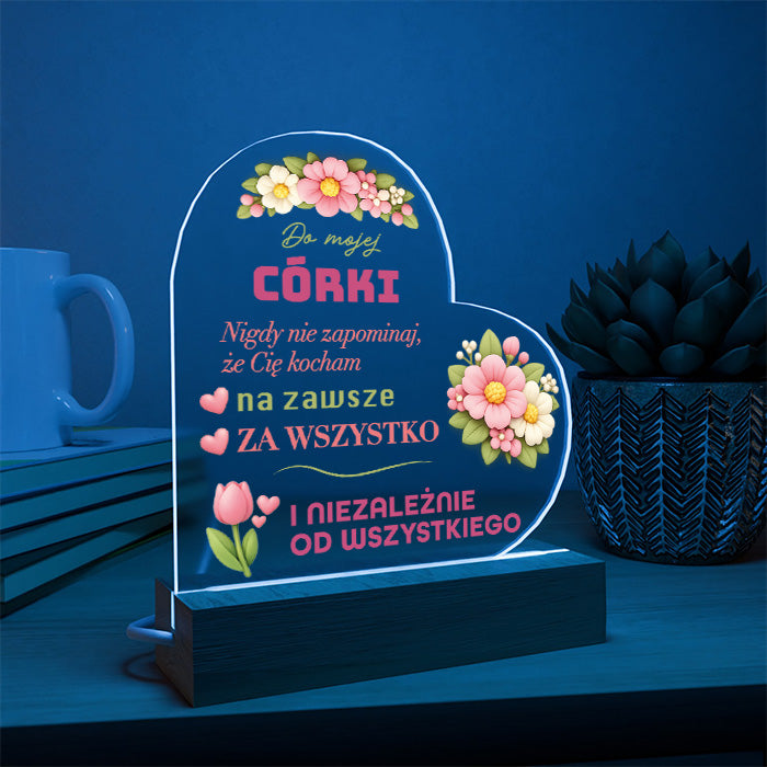 Dla Córki - Ramka serce LED z nadrukiem