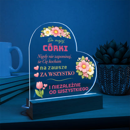 Dla Córki - Ramka serce LED z nadrukiem
