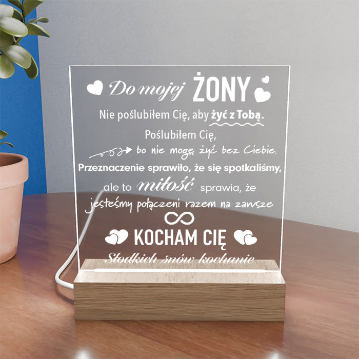 Dla Żony - Ramka serce LED z grawerem