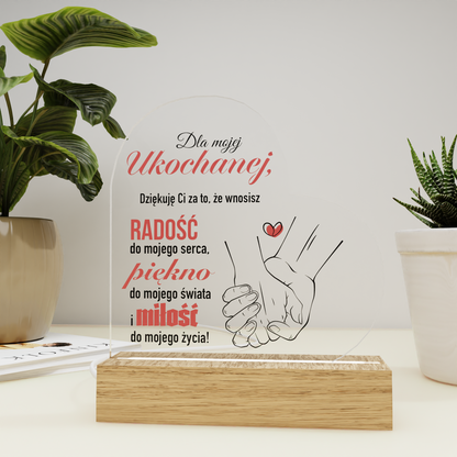 Dla Ukochanej - Ramka serce LED z grawerem