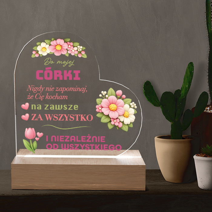 Dla Córki - Ramka serce LED z nadrukiem