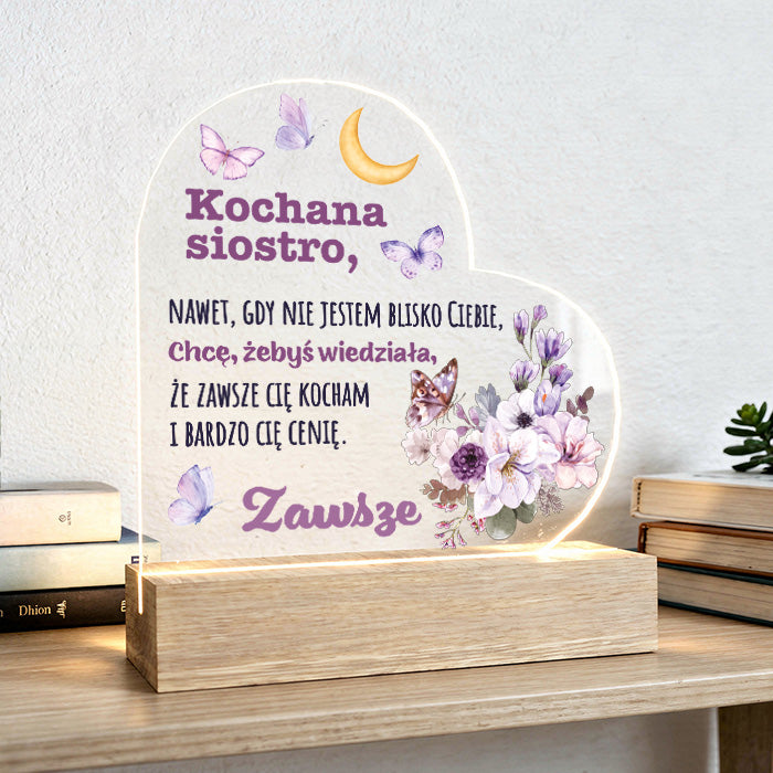 Dla Siostry - Ramka serce z grawerem