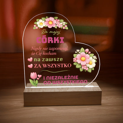 Dla Córki - Ramka serce LED z nadrukiem