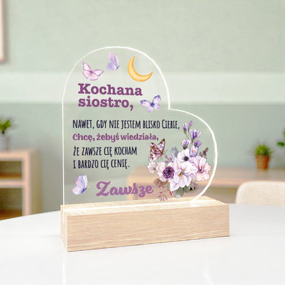 Dla Siostry - Ramka serce z grawerem