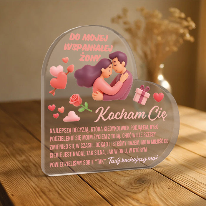 Dla Żony - Ramka serce z nadrukiem