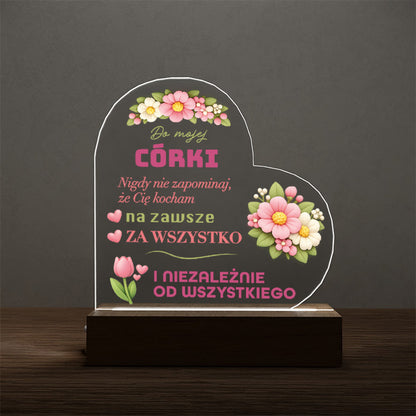 Dla Córki - Ramka serce LED z nadrukiem