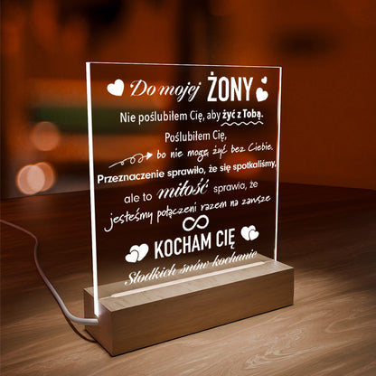 Dla Żony - Ramka serce LED z grawerem