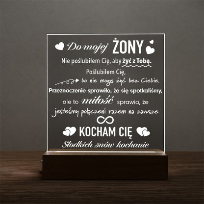 Dla Żony - Ramka serce LED z grawerem