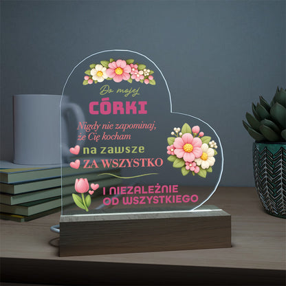 Dla Córki - Ramka serce LED z nadrukiem