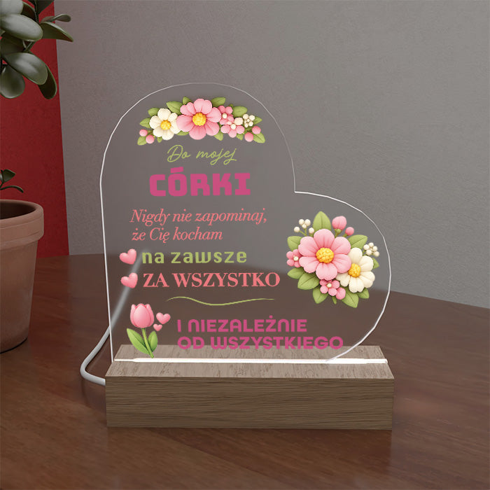 Dla Córki - Ramka serce LED z nadrukiem