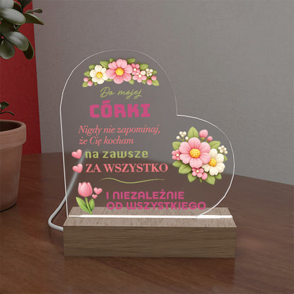 Dla Córki - Ramka serce LED z nadrukiem