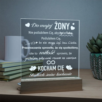 Dla Żony - Ramka serce LED z grawerem