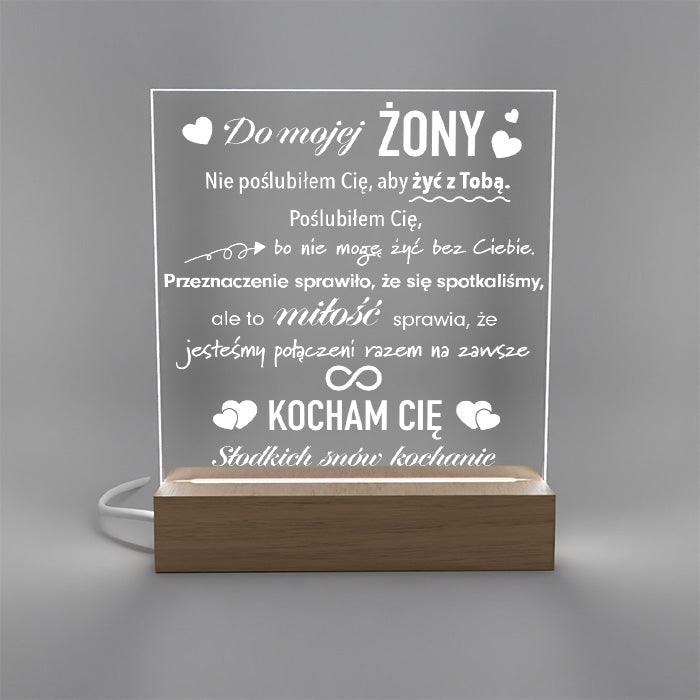 Dla Żony - Ramka serce LED z grawerem