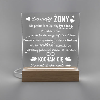 Dla Żony - Ramka serce LED z grawerem