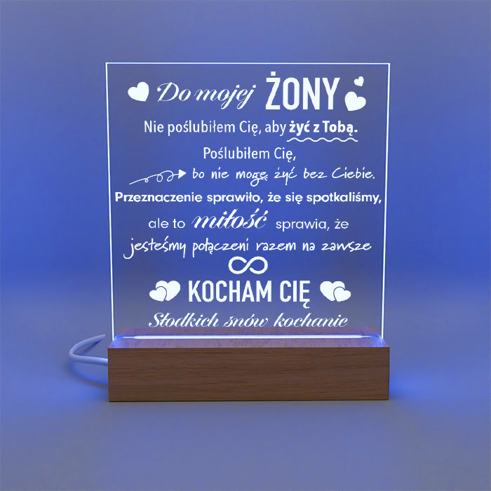 Dla Żony - Ramka serce LED z grawerem