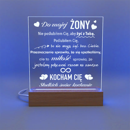 Dla Żony - Ramka serce LED z grawerem