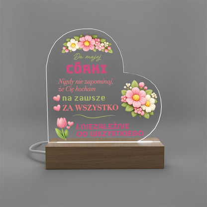 Dla Córki - Ramka serce LED z nadrukiem
