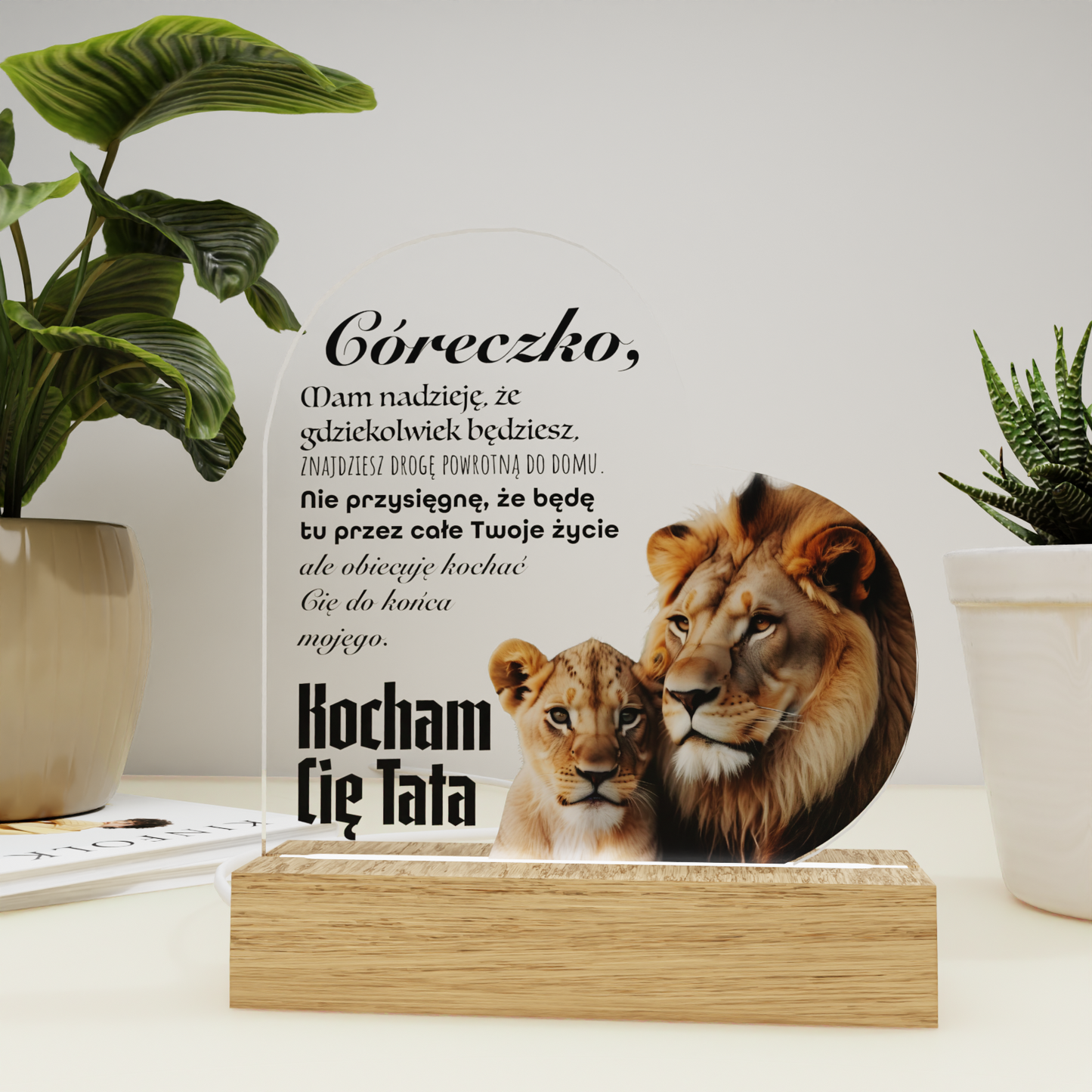 Dla Córki - Ramka serce LED z grawerem